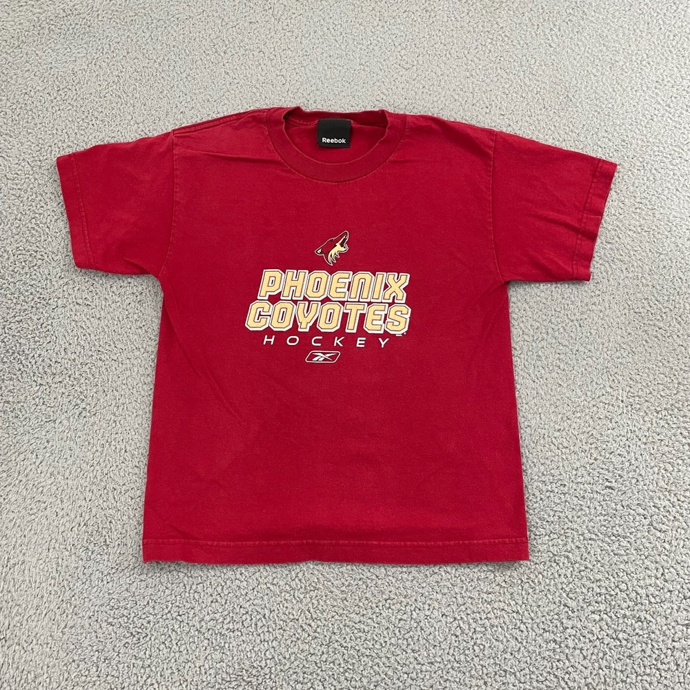 VTG Phoenix Coyotes Hockey T-Shirt Youth M‎ Red Reebok NHL Short Sleeve